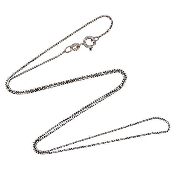 Vintage Italy Sterling Silver 925 Box Chain Necklace 19.5" - Picture 1 of 3